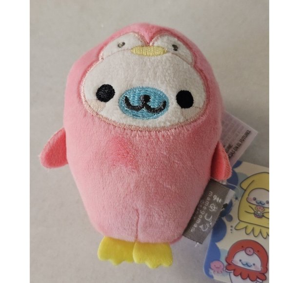 3.5" San-X Mamegoma Pink Penguin Goma Plush Doll Figure Anime Kawaii NWT round 1 - Picture 1 of 5
